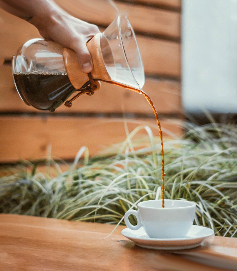 Cafe hecho con cafetera chemex