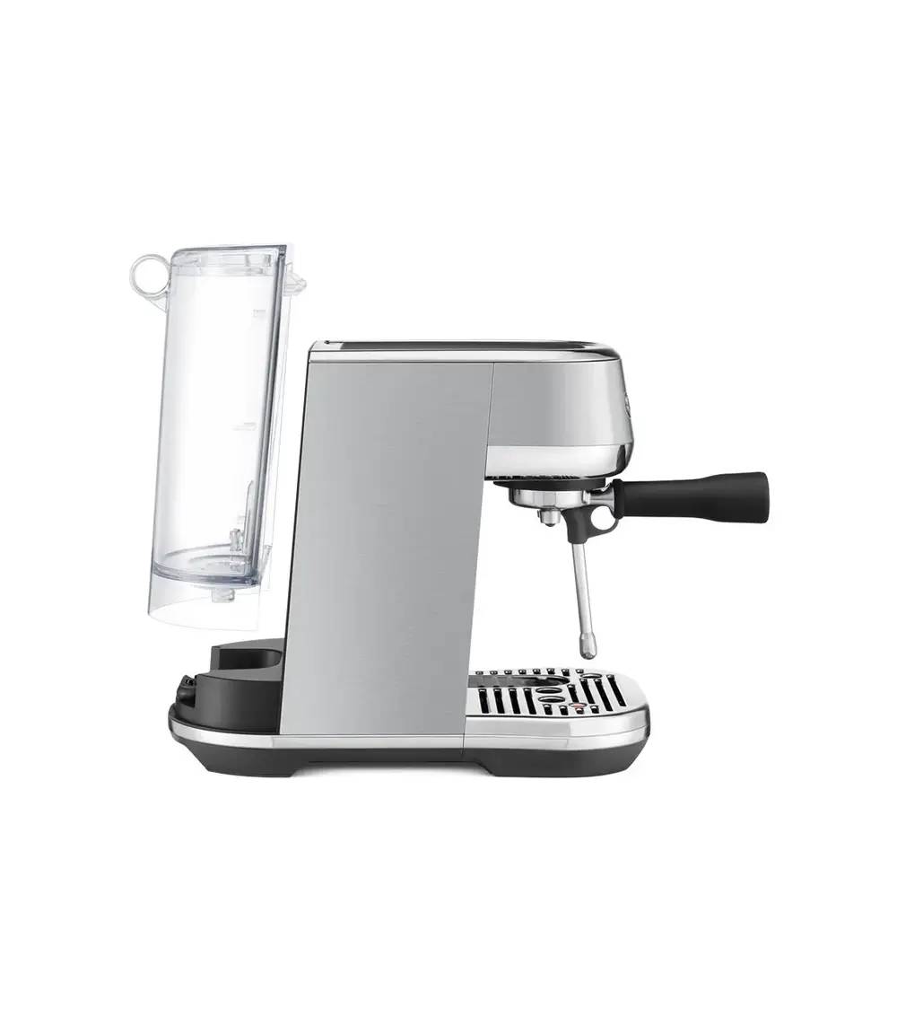 Cafetera para espresso Sage Bambino Plus plateada con depósito de agua extraíble