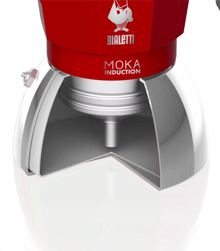 Detalle interior cafetera moka inducción bialetti