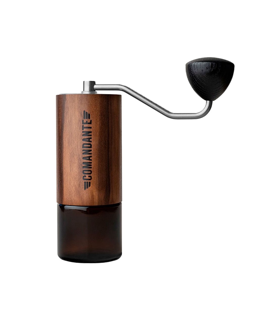 Molinillo de café manual Comandante C40 Liquid Amber con fresas cónicas de acero inoxidable martensítico con un alto contenido en nitrógeno altamente resistentes a las dentaduras.