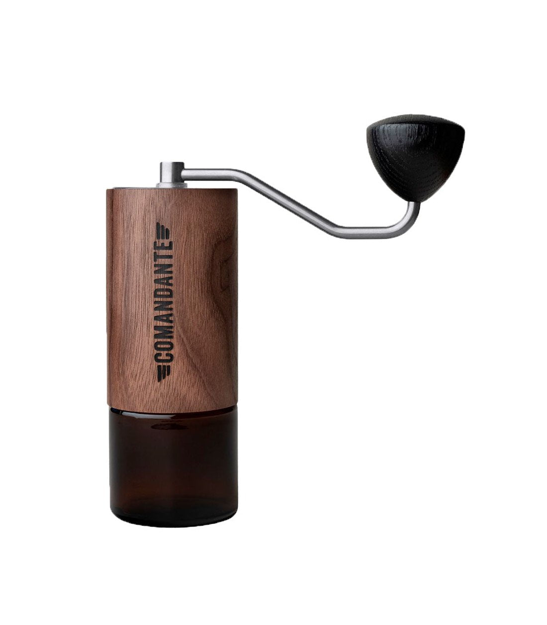 Molinillo de café manual Comandante C40 Virginia Walnut con fresas cónicas de acero inoxidable martensítico con un alto contenido en nitrógeno altamente resistentes a las dentaduras.